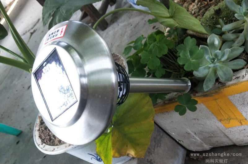 陽臺(tái)花盆插上滅蚊燈捕蚊抓小飛蟲